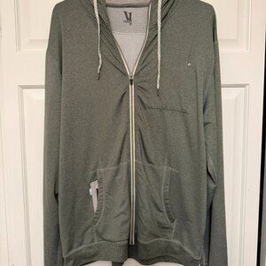 Vuori Mens Green Zip Up XL Hoodie Jacket Striped Trim Activewear Casual